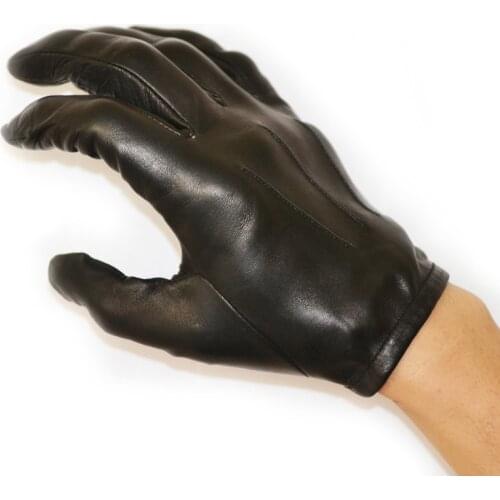 Kimobaa man fashion ultrathin unlined whole piece of Italy leather short gloves black