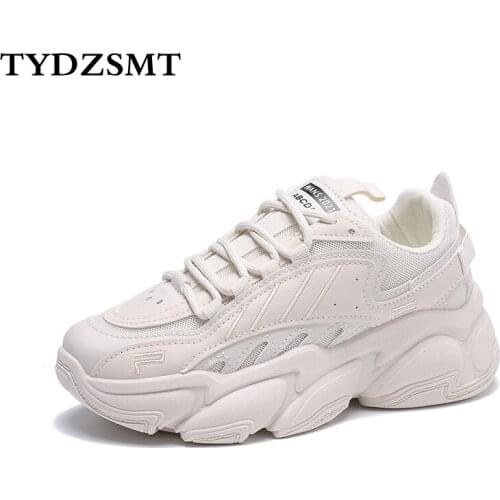 TYDZSMT Platform Shoes White Women Chunky Sneakers Lace-Up Vulcanize Shoes Reflective Fashion Dad Shoes Basket Tenis De Mujer