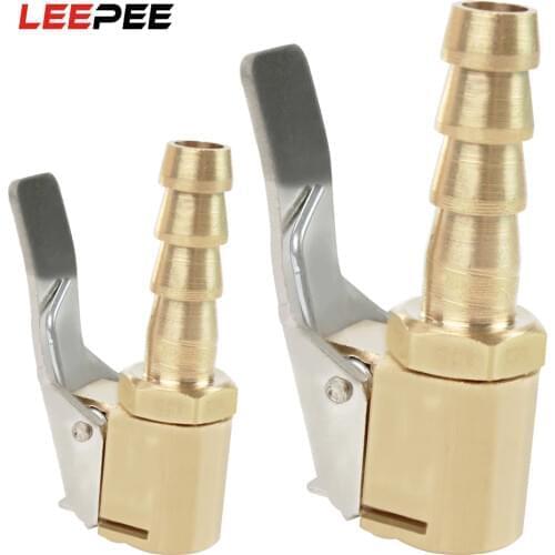 LEEPE 1pcs Clamp Brass Tyre Valve Air Pump Chuck Clip Tire Inflator Valve Connector High Quality 6mm 8mm Car Truck Tyre