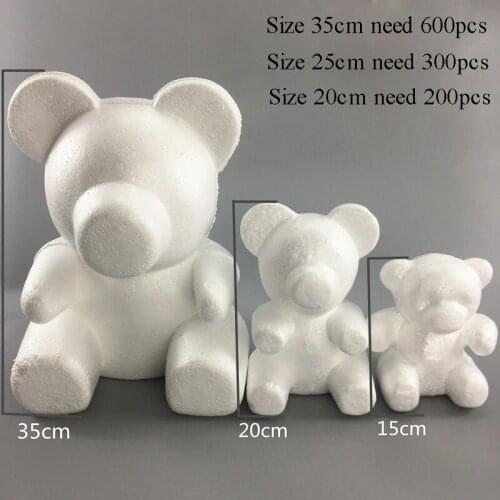 15/20 / 35CM model polystyrene foam white bear rose flower crafts DIY Christmas gift party supplies decoration home decor