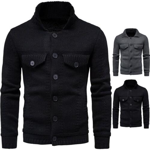 Mens Clothing 2020 Fall New Mens Knitwear Stand Collar Workwear Cardigan Outer Wear Harajuku Clothing Streetwear