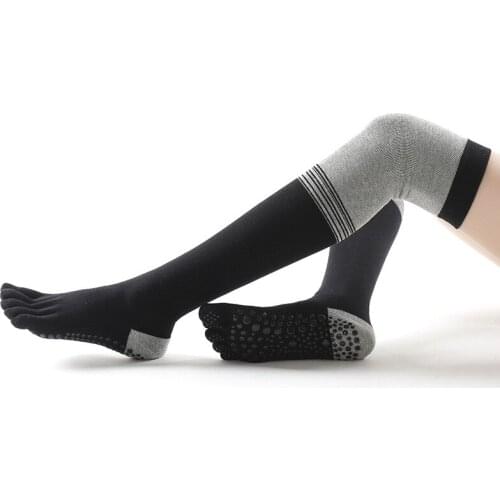 Yoga Socks Non-slip Women Knee High Five Finger Toe Socks Athletic Sport Pilates Breathable Pilates Stocking