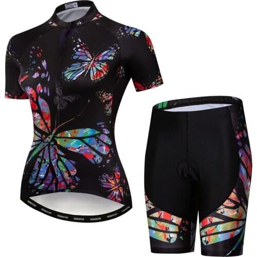 New Women Cycling Jersey Set MTB Bicycle Clothing Breathable Bike Clothes Hombre Maillot Roupas Ciclismo Cycling Set Flowers