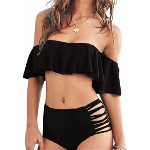 New style Solid Ruffles Sexy swimwear