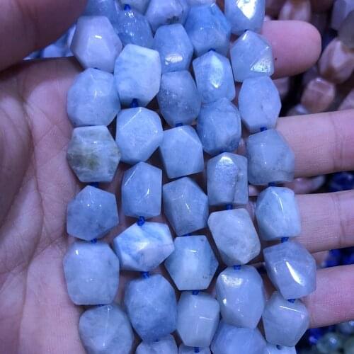 Wholesale 2strings Natural Blue Aqua marine Gem Stone Faceted Nugget Beads,Genuine Gem Jewelry Making Beads,15.5"/str