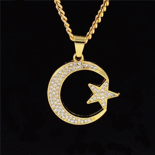 Rap hip hop necklace, female Moon Star Pendant, Japanese and Korean jewelry, alloy accessories, simple hip-hop clavicle chain