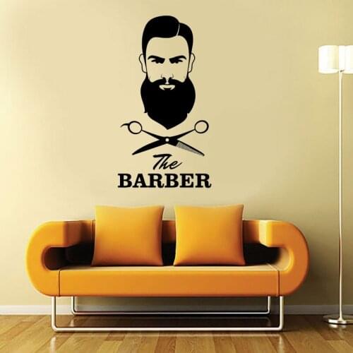 Barbershop Hair Salon Scissors Tools Stylist Man Wall Decals Vinyl Window Sticker Interior Room Decoration Wallpaper Mural 4115