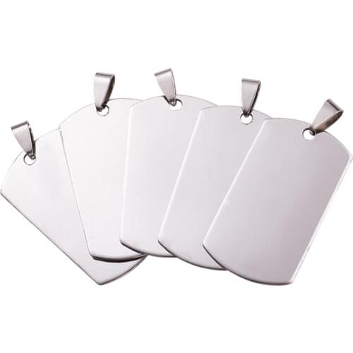 50pcs Stainless SteelBlank Stamping Tag Pendants Rectangle Flat Round Oval Heart Cross Shape Pendant ,with Snap on Bail F60