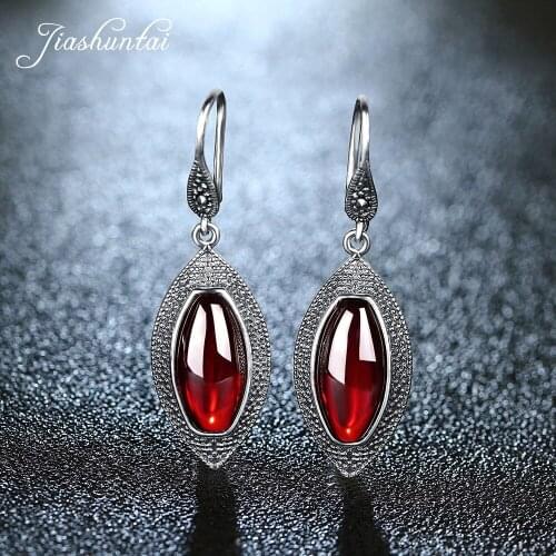 JIASHUNTAI Retro 100% Silver Drop Earrings