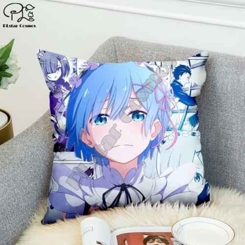 Anime girl sexy Re Zero Rem Manga Pillow Case Polyester Decorative Pillowcases Throw Pillow Cover Square style-1