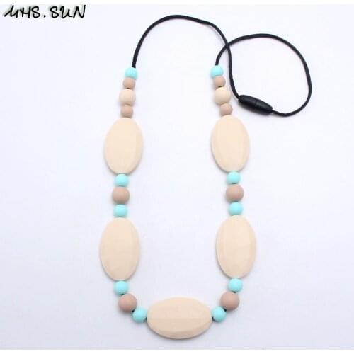 MHS.SUN baby silicone necklace safty teething beads nursing necklace for newborn chewable teether food grade for mom and kids