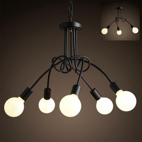 Nordic Wrought Iron Metal Led Pendant Lamp Lights Edison Restaurant Couture Dining Room Cafe Shop Store Pendant Lighting Decor