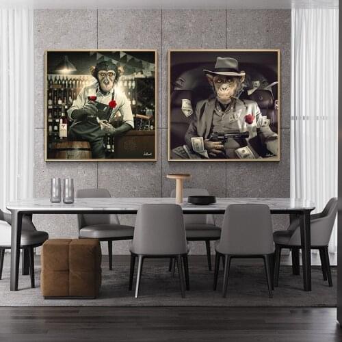 Modern Wall Art Decoration Animal Graffiti Art Monkey Canvas Painting Cuadros Wall Art Poster Print Living Room Mural