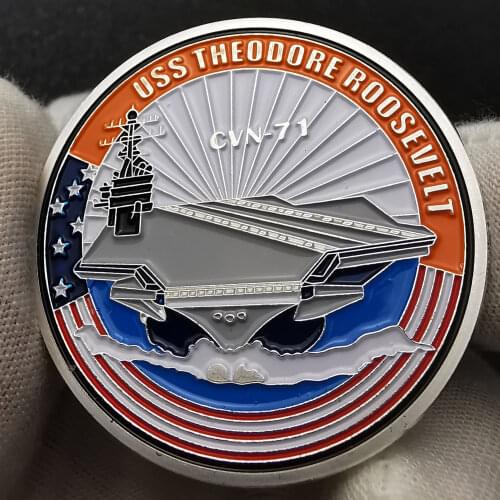 USA Army Department Of The Navy Silver Plated Coins USS Theodore Roosevelt CVN-71 Military Challenge Collectible Gifts