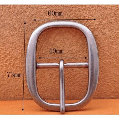 Solid Strong Antique Silver Chipped Corner Center Bar Belt Buckles Fit 40mm Belt 73*60MM