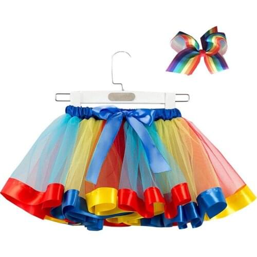 3-8 yrs Baby Girls Rainbow Tulle Tutu Skirt Children Ballet For Girl Unicorn Party Princess Dance Skirts Kids Pettiskirt Clothes