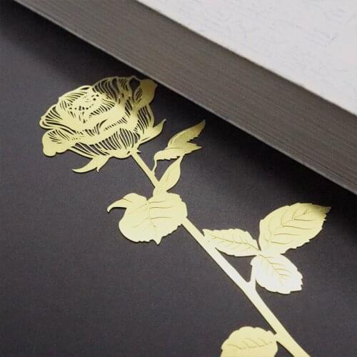 Rose Bookmark Metal Hollow Brass Bookmark Exquisite Delicate Book Marks For Men Women Adults Gifts Books Paper Office Supplies