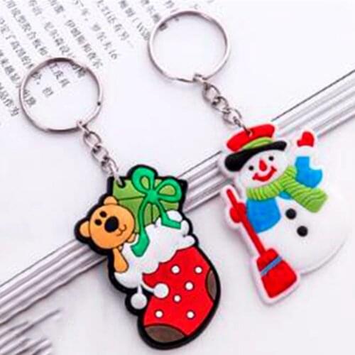 10PCS Keychain Buckle XMAS Key Ring Christmas Ornaments Key Chains Santa 1pcs Cartoon 3D PVC Korean Cartoon Cute Santa Keychain