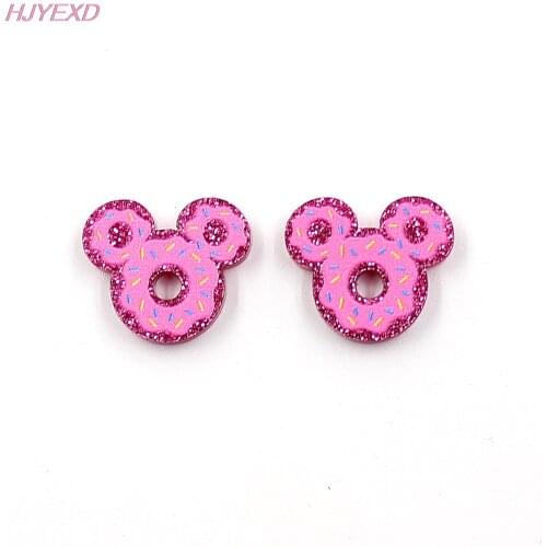 10pcs /lot) Acrylic mouse doughnut Jewelry Accessories Laser Cut Pink Glitter Acrylic