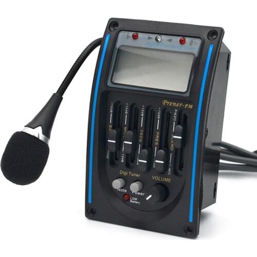 10pcs/Lot EQ Equalizer Pickup Tuner LC-5 Acoustic Electric Guitar Preamplifier with Microphone