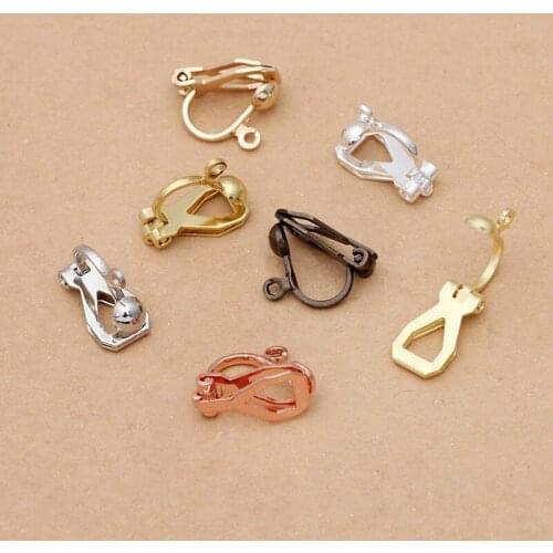 100pcs/lot 14*8mm Metal Copper Clip Earring No Pierced Earrings Hook DIY Jewelry Making Accessoris