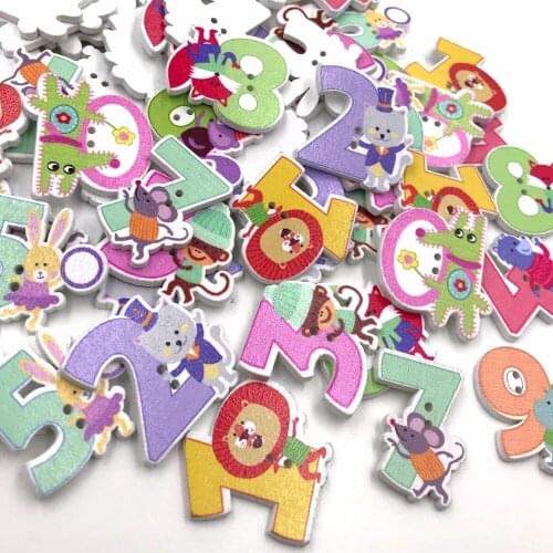 Mix 10 numeral Randomly Mixed Lovely Cartoon Mixed numeral 0-9 Style Wood Buttons for Craft Scrapbook Sewing Access WB407