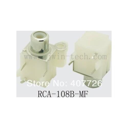 4pcs/pack) High quality White 90degree RCA Female Stereo audio Jack AV Audio input socket Connector one hole RCA-108B-MF
