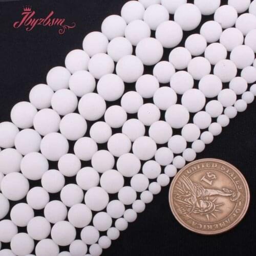 6,8,10mm Frost Matte Round Beads Ball White Jades Stone Beads For DIY Necklace Bracelats Earring Jewelry Making 15"Free Shipping