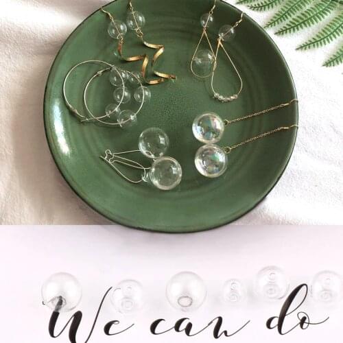 Diy accessories transparent bubble double hole hollow glass earrings pendant no water