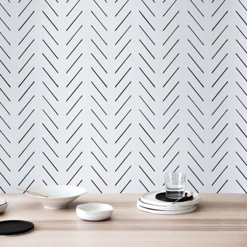 Bacal Modern Delicate Herringbone 3D Wallpaper in Black and White Scandinavian Design, 5d wallpaper mural Peel and Stick