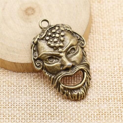 Free shipping 4pcs 46x30mm antique bronze Old man head charms diy retro jewelry fit Earring keychain hair card pendant