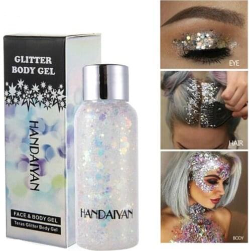 New Eye Glitter Nail Hair Body Face Glitter Gel Art Flash Heart Loose Sequins Cream Festival Glitter Decoration Party Festival