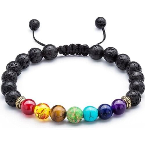 Handmade Beaded Bracelets Colorful Natural Volcanic Stone Energy Healing Beaded Bracelets Fashion Jwelery