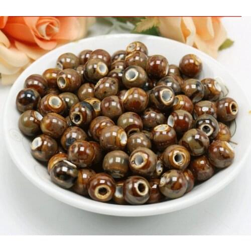 Kiln porcelain beads high imitation beads Brown full size 6~10mm #81402