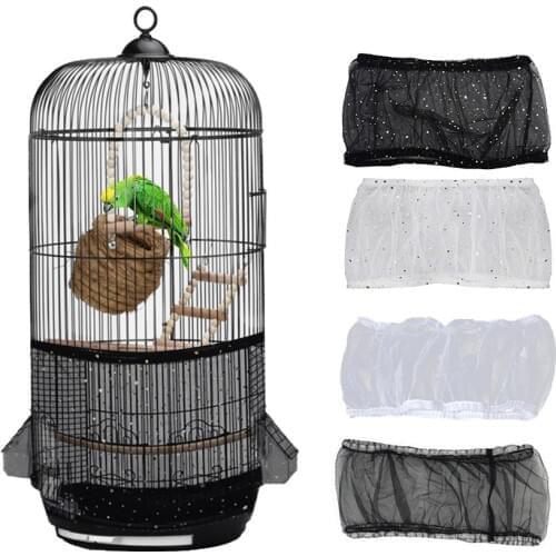 Nylon Mesh Bird Cage Cover Shell Skirt Net Easy Cleaning Seed Catcher Guard Bird Cage Accessories Airy Mesh Parrot Bird Cage Net