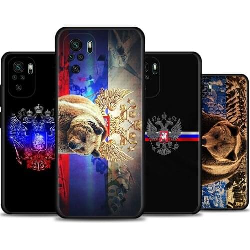 Case For Redmi Note 10 Pro Max 9 9T 9S 8 8T 7 Cover TPU caso For Redmi K40 Pro Plus 9 9A 9C Shell Russia Russian Flags Emblem