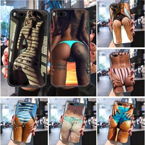 Girl Ass Sexy Tattoo Bikini Phone case For Xiaomi Mi Max Note 3 A2 A3 8 9 9T 10 Lite Pro Ultra Frosted black fashion cover