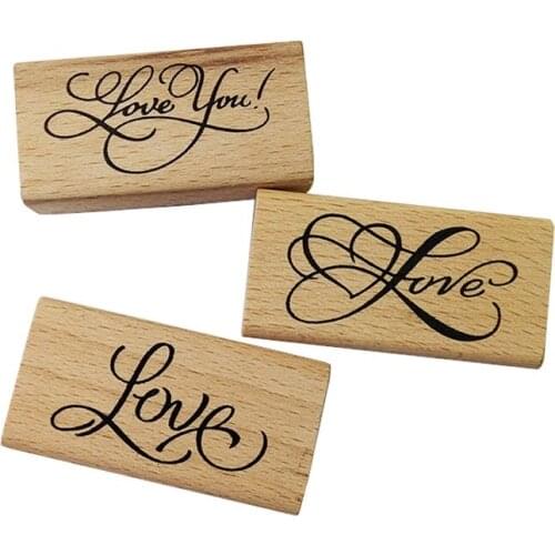 1 pcs/lot New Arts Font "Love"&"Love you" Wooden Stamps DIY Handmade Decal Stamps For Scrapbooking Photo Album Gifts