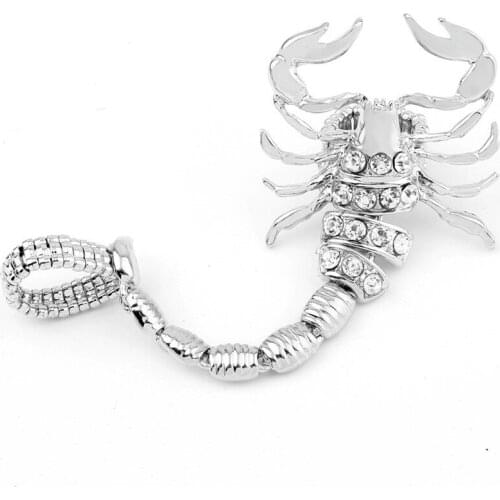 European and American Wind Exaggerated Punk Scorpion Two Ring Crystal Adjustable Retro Personality Animal Big Ring Wholesale