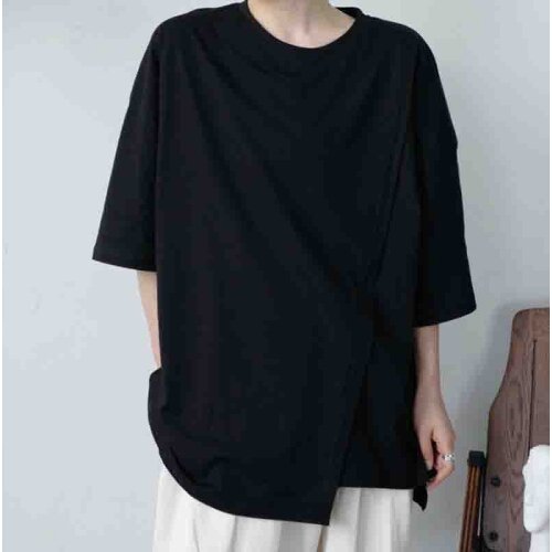 Loose and fashionable mens leisure original stay wind Yamamoto style short sleeve dark t-shirt summer t-shirt men BF personalit