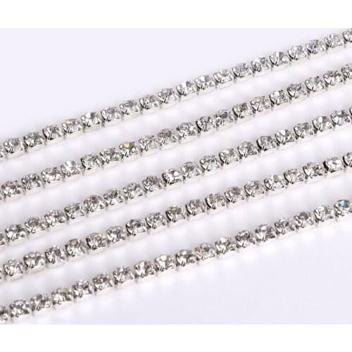 Hot saling 2mm-4mm rhinestone cupchain close crystal chain diy Jewelry accessories Clothing decoration stone
