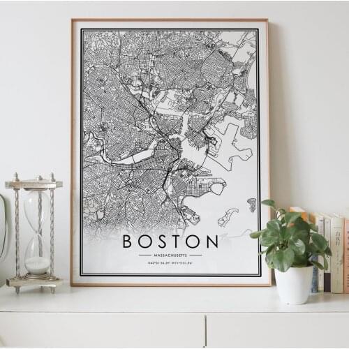 BOSTON city map Nordic Living Room Decoration Canvas Poster Modern Home Decor Art Print Painting