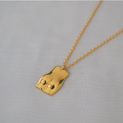 Korean version sculpture series three-dimensional abstract hip curve pendant temperament necklace