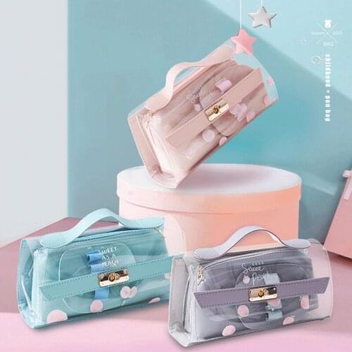 Creative Penci Case Cosmetic Bag INS Fashionable Girls Multi Function Large Portable Pen Case Box Stationery Holder Organizer