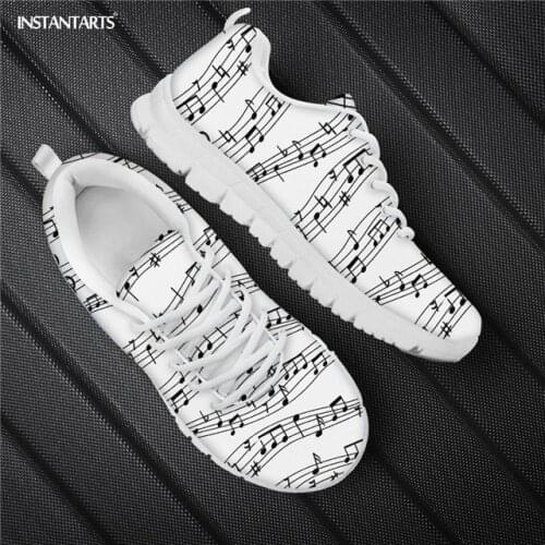INSTANTARTS Music Notes Patterns Womens Shoes Brand Designer Lace Up Sneakers Boys Girls Casual Shoes Outdoor Sneaker Light