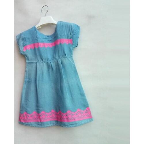 Summer girl dress cotton childrens dresses for girls kids denim dress Thin fabric Factory direct sales