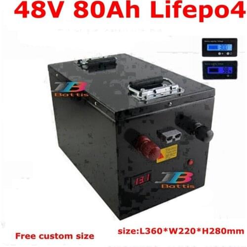 48V 80Ah Lifepo4 lithium battery Lithium iron phosphate with BMS for 6000w 4000w Scooter bike golf cart RV bike +10A charger