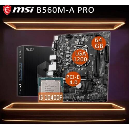 LGA 1200 MSI B560M-A PRO Motherboard With Intel Core i5 10400F Motherboard Combo i5 DDR4 PCI-E 4.0 OC Intel B560 Placa-mãe 1200