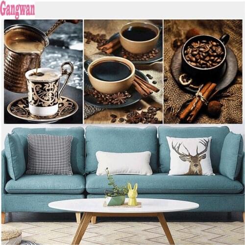 3pcs set Diy Diamond Painting Coffee bean Full Square round Diamond Embroidery Pictures Of Rhinestone Mosaic kitchen Coffee art
