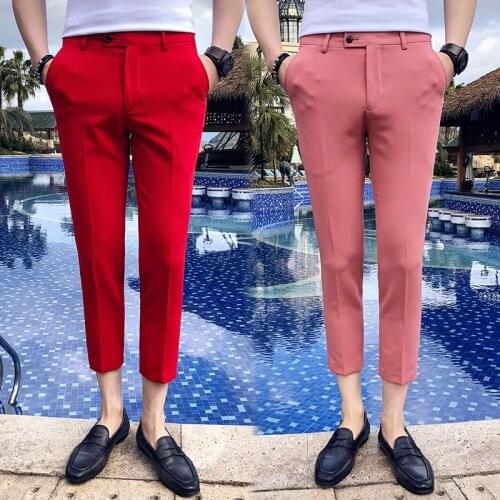 New Mens Fashion Business Casual Pants Mens Social Classic Retro Slim Solid Color British Style Spring Comfortable Suit Pants
